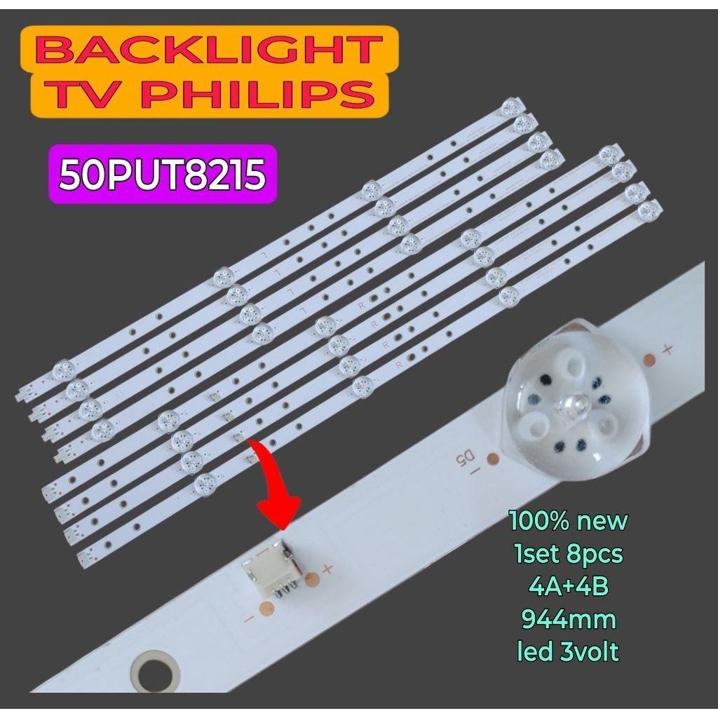 LAMPU LED BACKLIGHT BL TV PHILIPS 50 50PUT8215 8LED