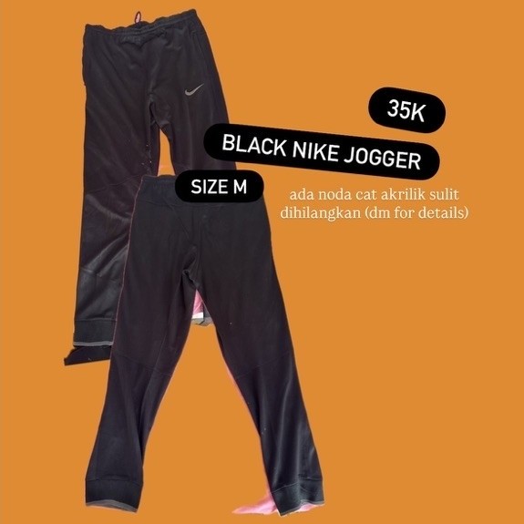 preloved Celana Jogger Hitam Nike Ukuran M
