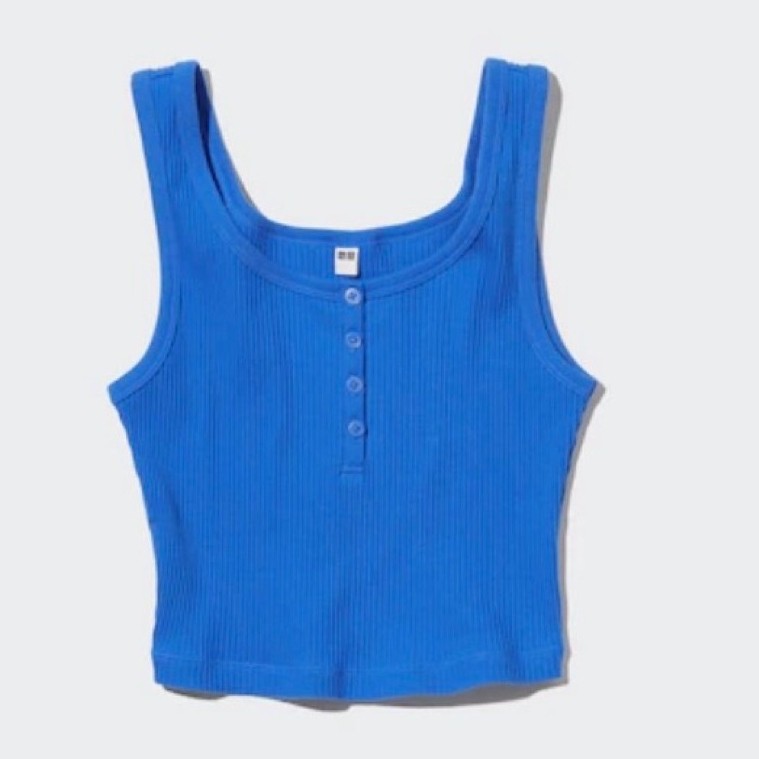 Uniqlo Ribbed Cropped Henley Crop Top