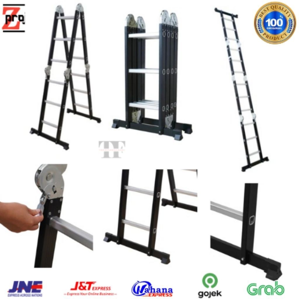 KRISBOW TANGGA LIPAT ALUMINIUM 3.27 meter 4x3 Step / Tangga Lipat 3.27 meter / Krisbow Tangga Lipat 