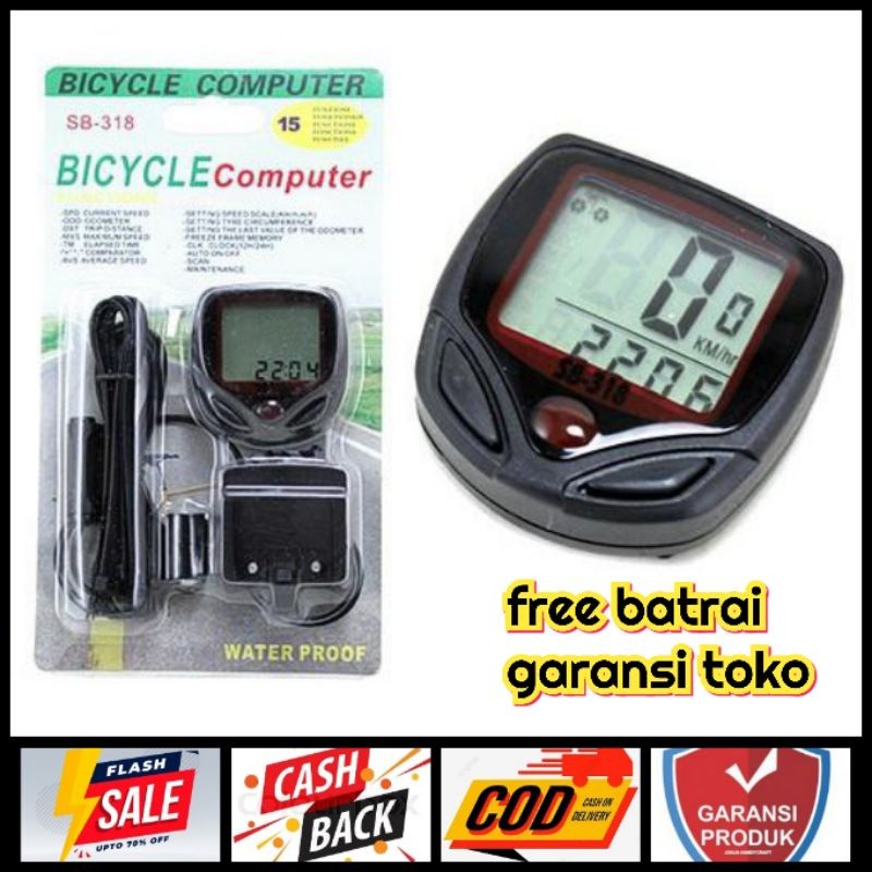 Speedometer sepeda Sunding Waterproof Spedometer sepeda original sunding red sunding
