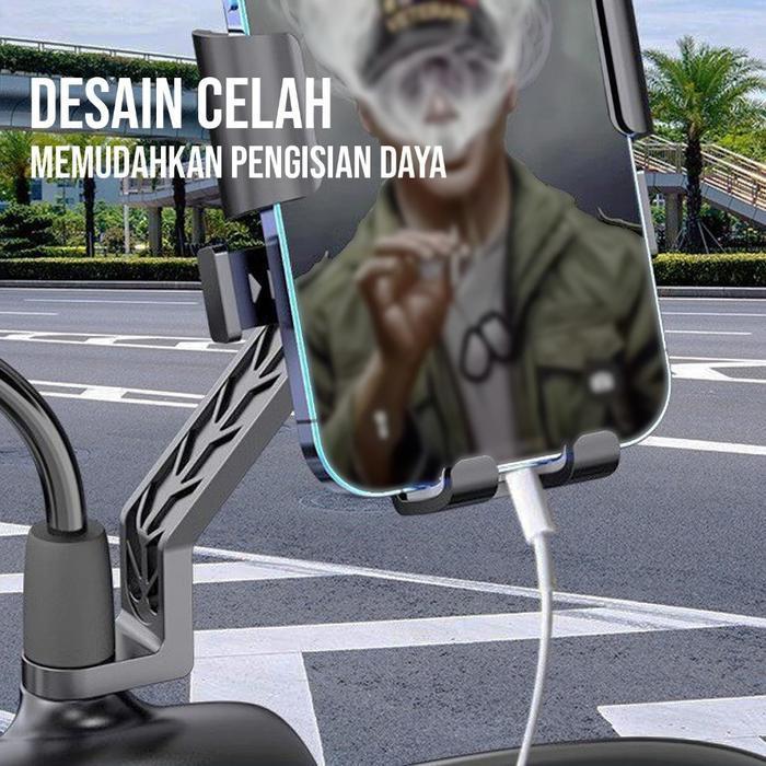 Holder HP Motor Phone Holder Stang Motor Anti Slip Anti Goyang Untuk Stang Motor Sepeda Listrik GX-1