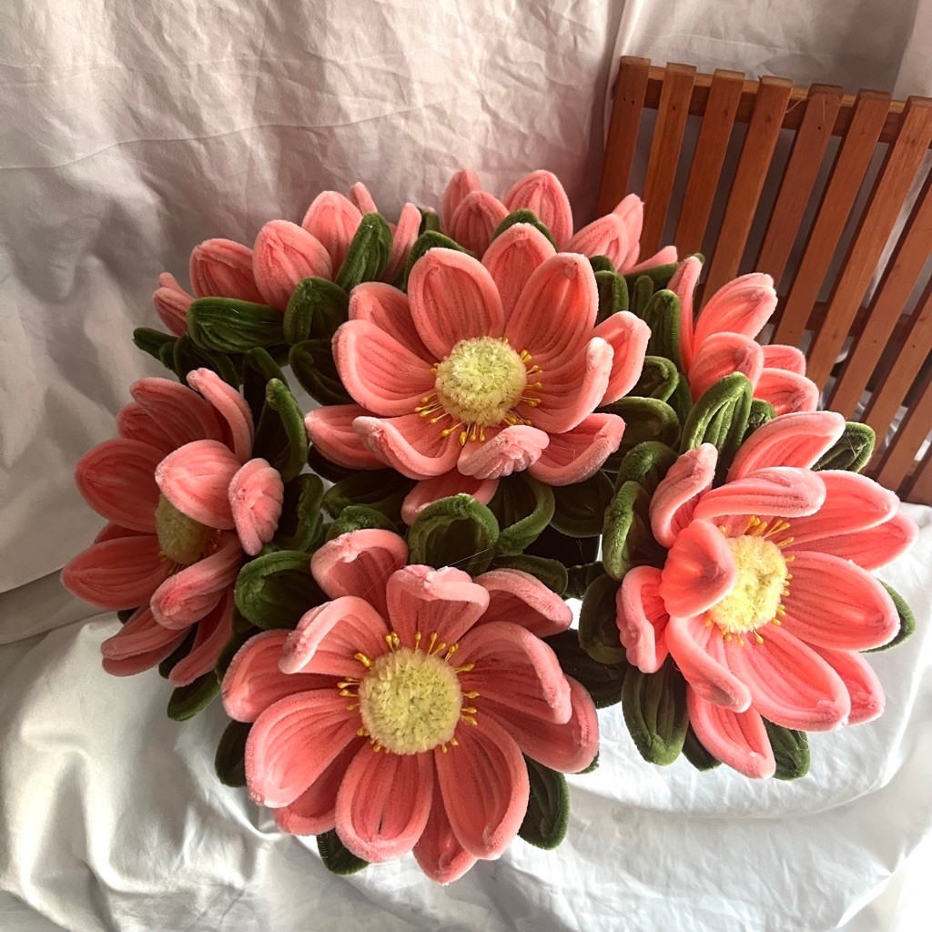 [Sajangkah Better Life] Lotus Flower | Bunga Kawat Bulu | Hadiah Lucu | Hiasan Aesthetic