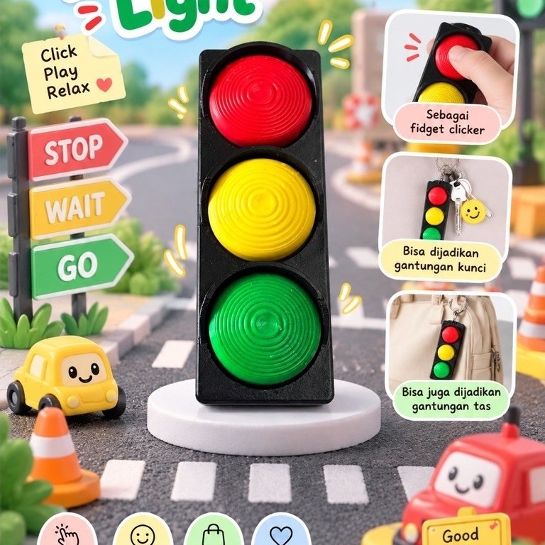 Traffic Light fidget clicker | Gantungan kunci fidget clicker 3D | Fidget clicker murah | Keyboard c