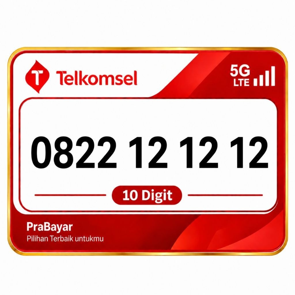 Nomor cantik 10digit simpati Telkomsel 0822 121212