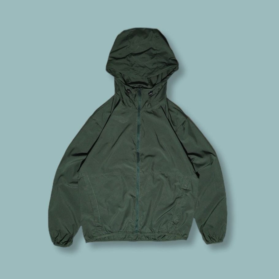 Uniquesport - Jaket Olahraga GU Parasut Lightweight Pocketable Army Second