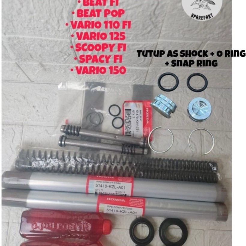 Paket As Shock Depan(KZL)+ Suling Buat Motor Honda Beat Fi, Beat Pop, Vario 110, Vario 125, Vario 15