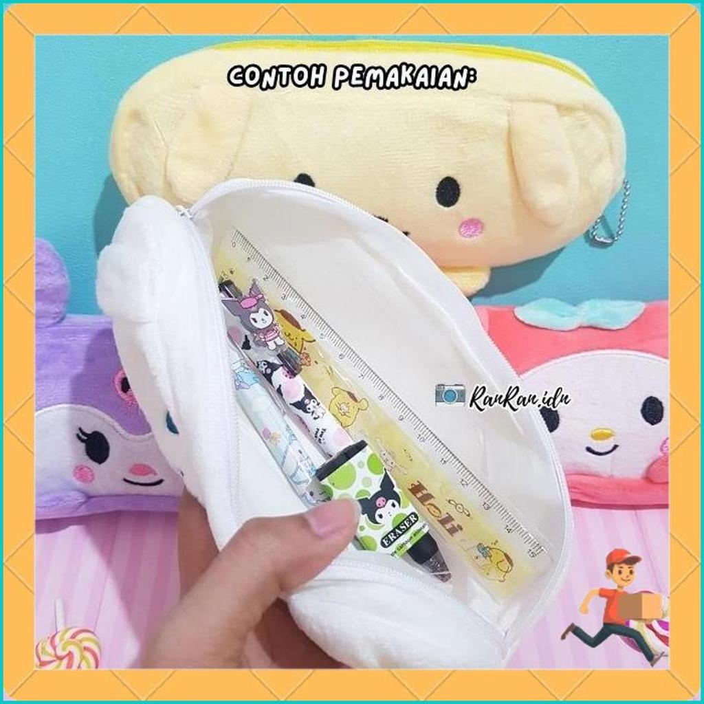 Kotak Pensil Plushy Sanrio Tangan Kuromi Pom Purin Cinnamoroll My Melody Tempat Pensil Gratis Ongkir