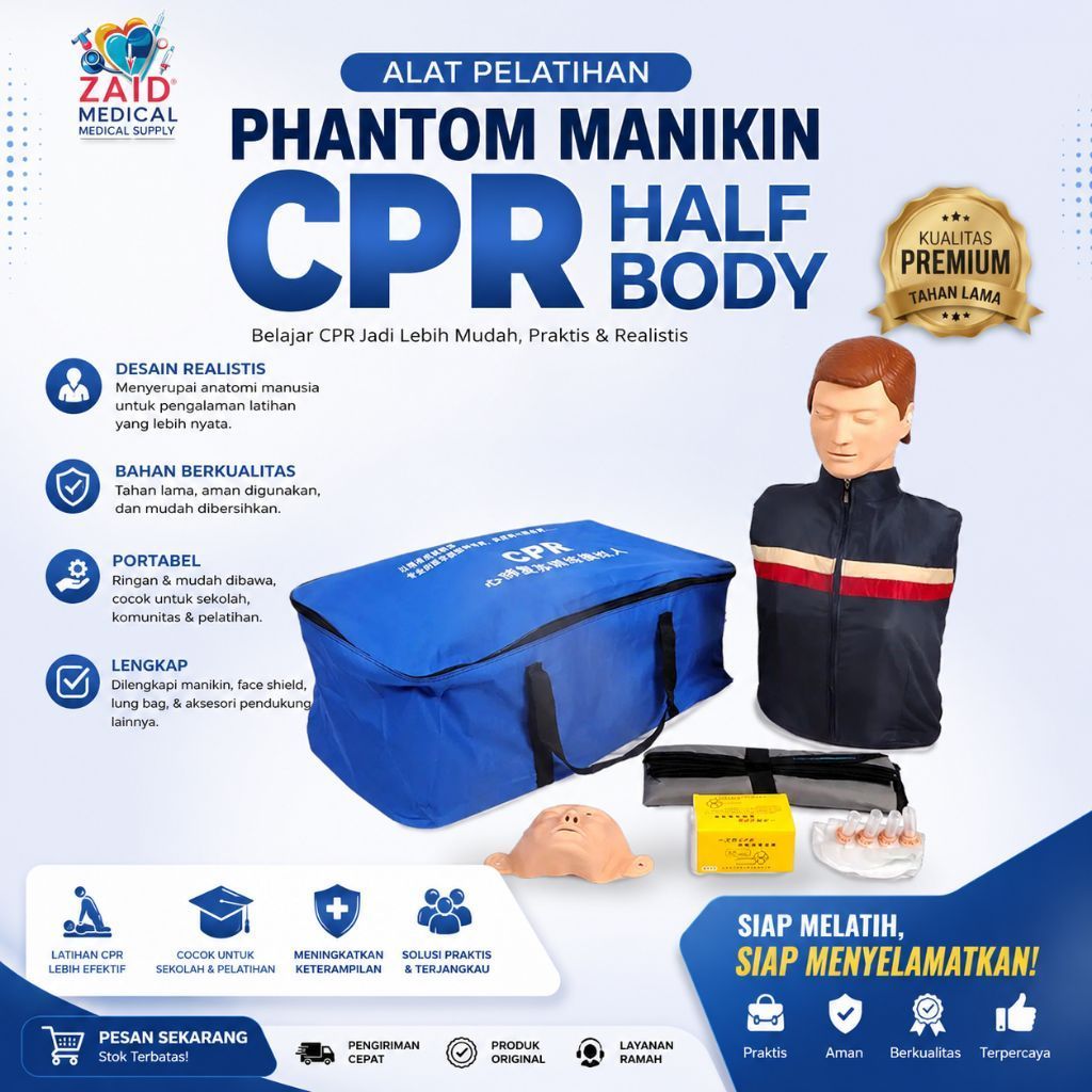 Phantom Manikin CPR Half body Dengan Asesoris/ Manikin CPR Half body