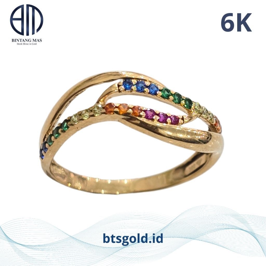 Cincin Emas Rainbow Gelombang | 6K