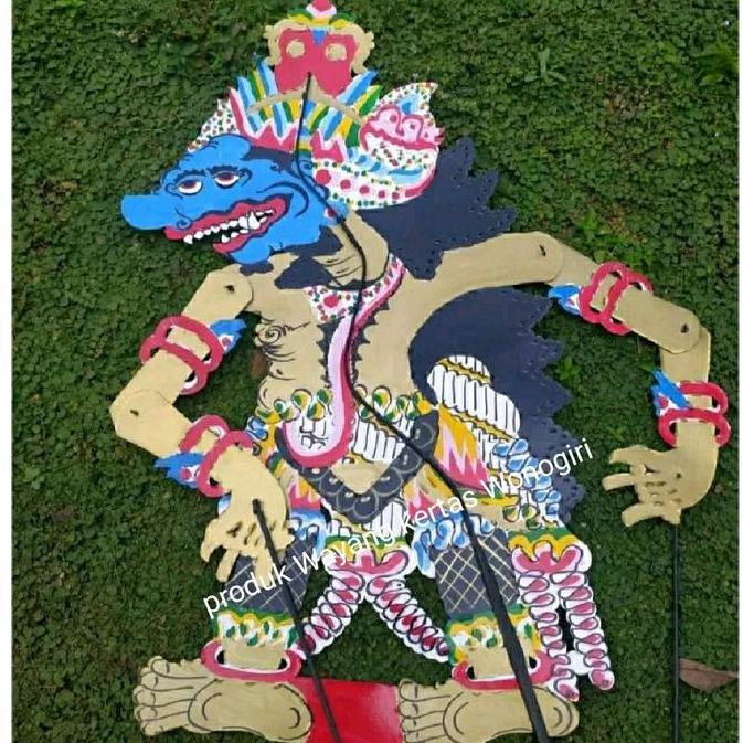 Wayang kulit kertas duplex Buto Raton BIRU Barong tinggi -+80cm ukuran standar pentas pedalangan