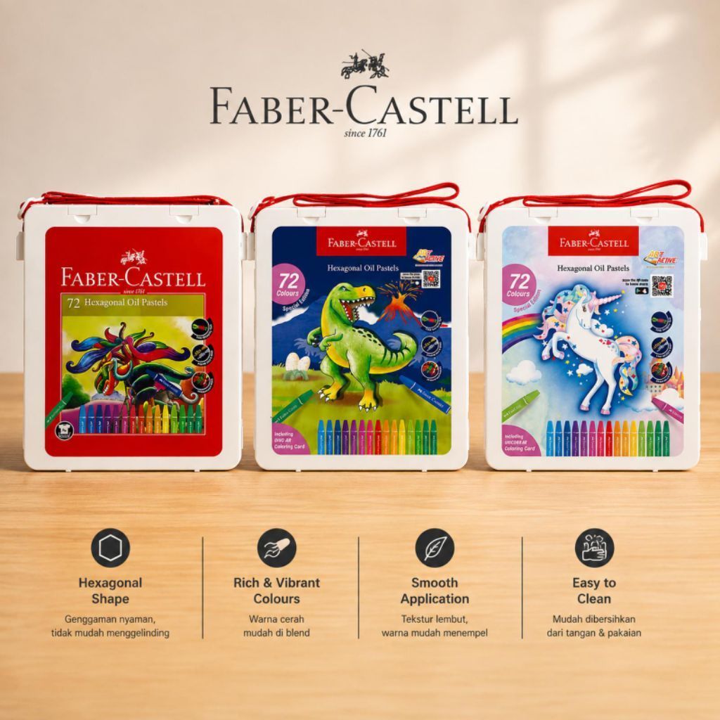 Crayon 72 Warna Faber Castell / Hexagonal Oil Pastel Faber Castell 72 Warna - Crayon 72 Warna