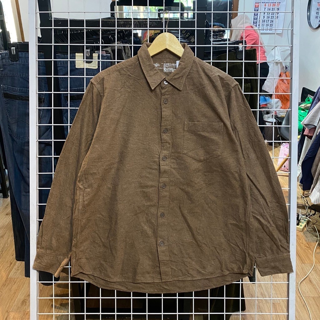 Muji Brown Basic Flannel Shirts #Fl1727