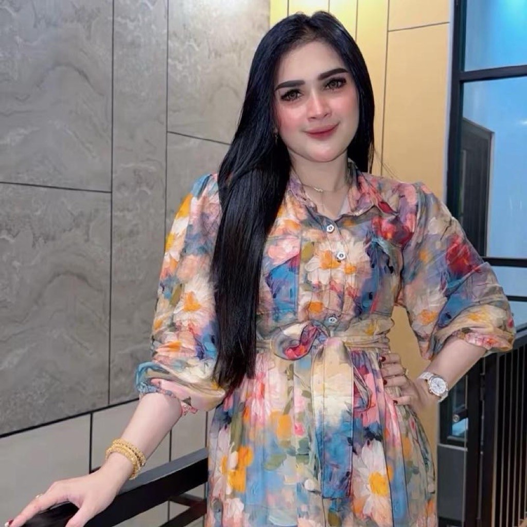 DRESS BUNGA SEMBUR SAKU - RAYON PREMIUM