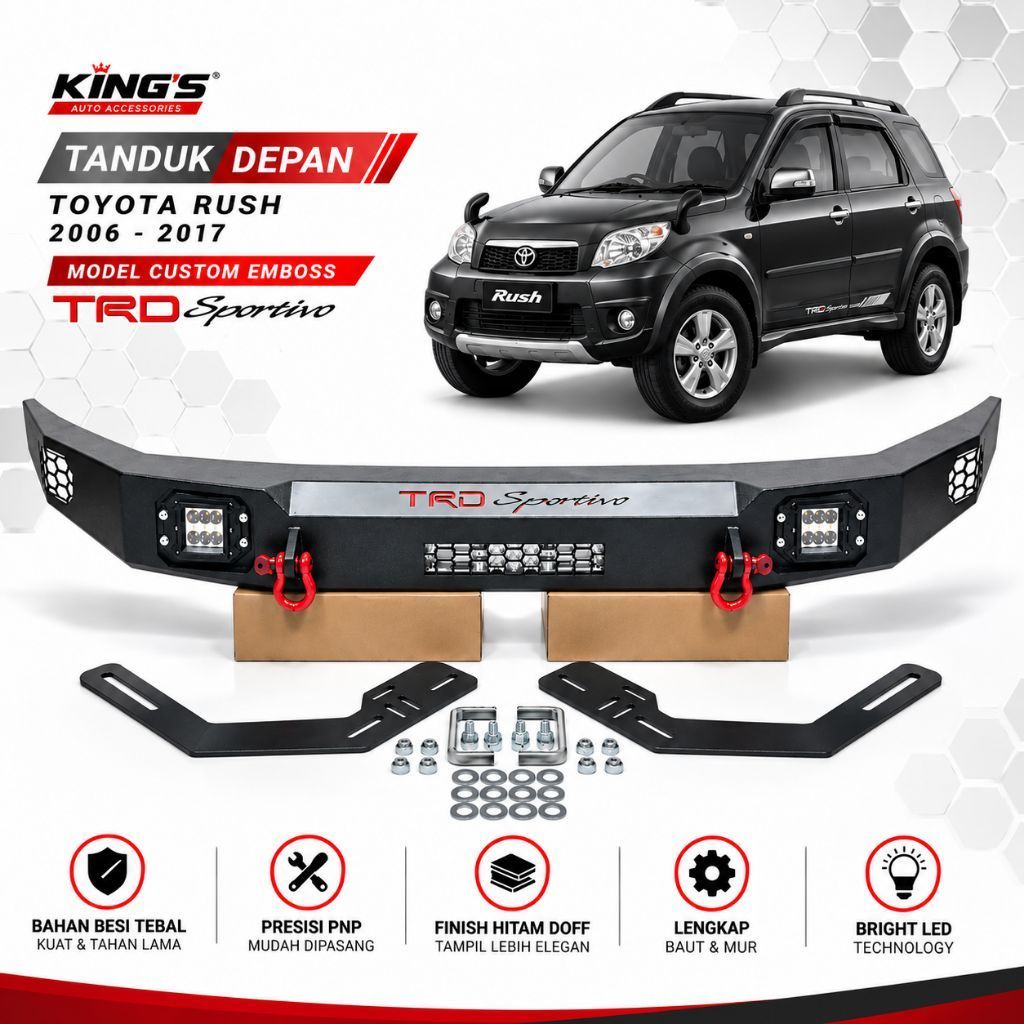 Tanduk Depan Toyota Rush Lama 2006-2017 Custom TRD Sportivo + Bracket PNP