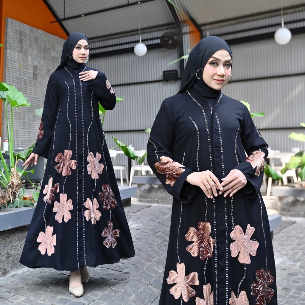 abaya gamis abaya layla model aurora bahan jetblcak elegan