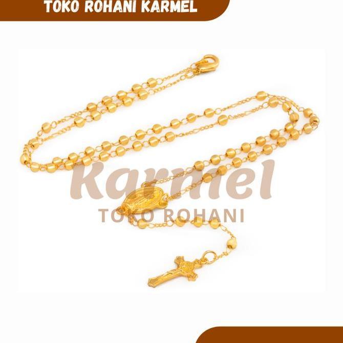 KALUNG ROSARIO KATOLIK MONEL 4 MM / KALUNG ROSARIO KATOLIK / ROSARIO EMAS