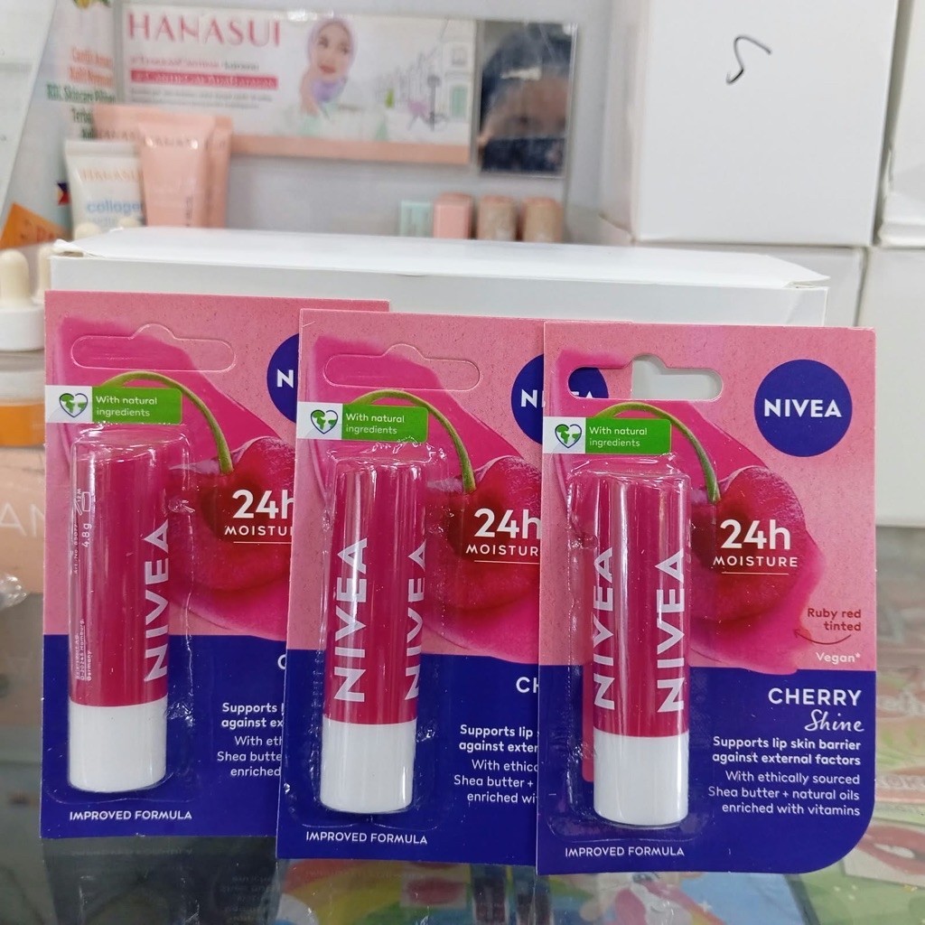 12PCS - Lip Balm Nivea Cherry Shine Moisture