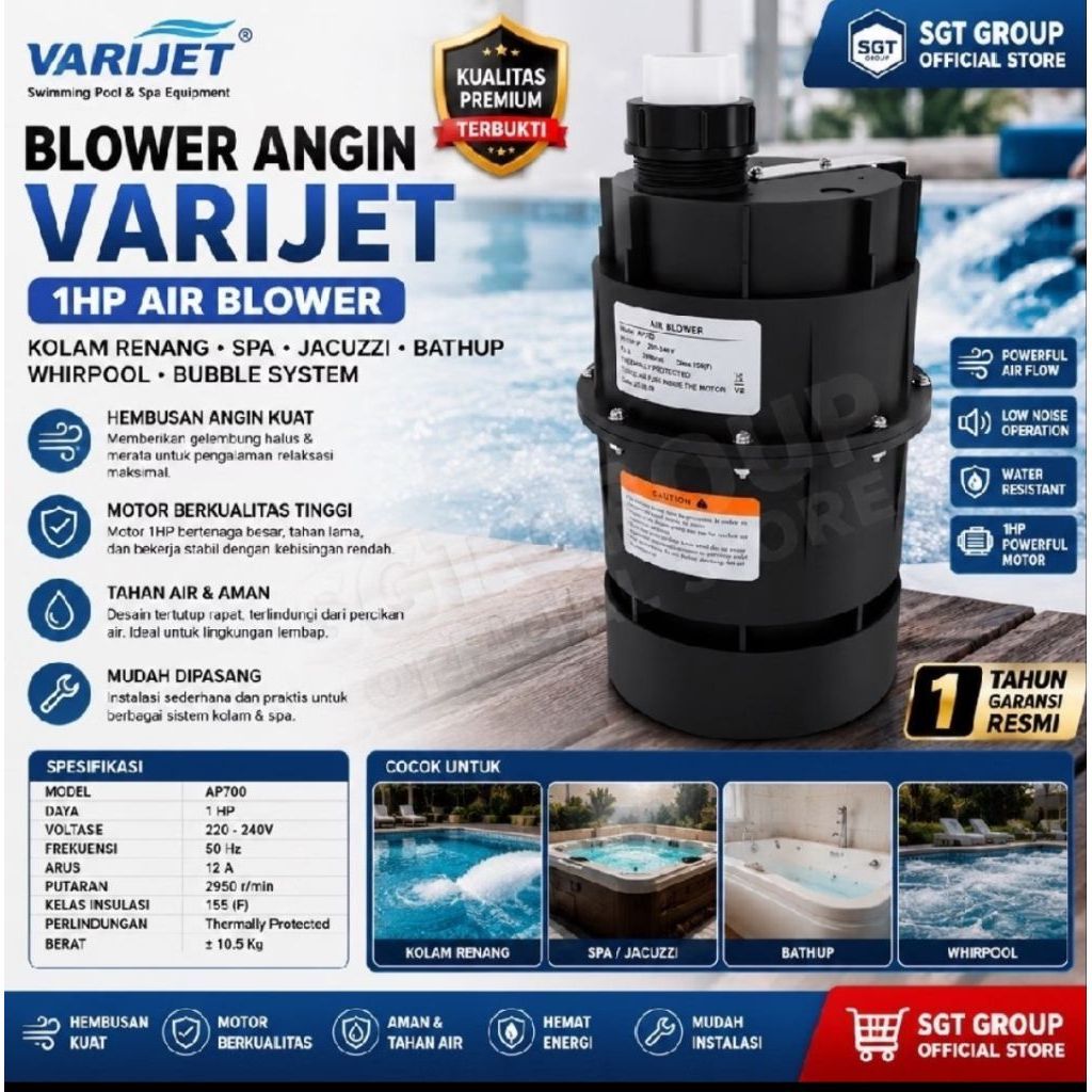 blower kolam renang 700 watt Air blower spa jacuzzi blower whirlpool 700 watt blower angin kolam ren
