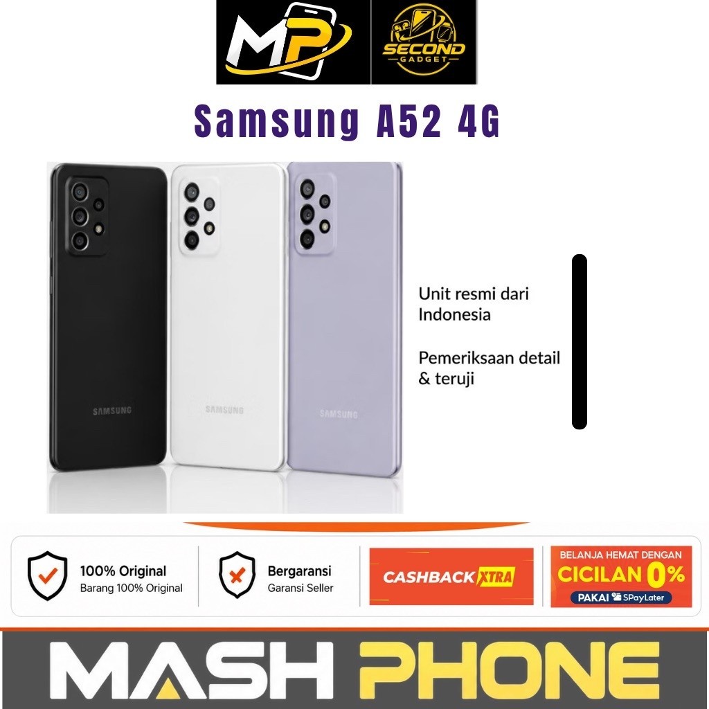 Samsung A52 Jaringan 4G 8/256 8/128GB Second SEIN Resmi Indonesia