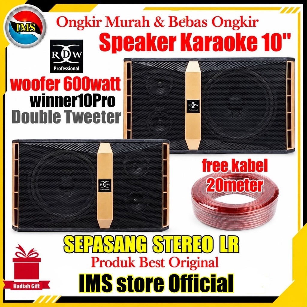 Speaker pasif Karaoke RDw-Winner10pro sepasang Stereo LR Original