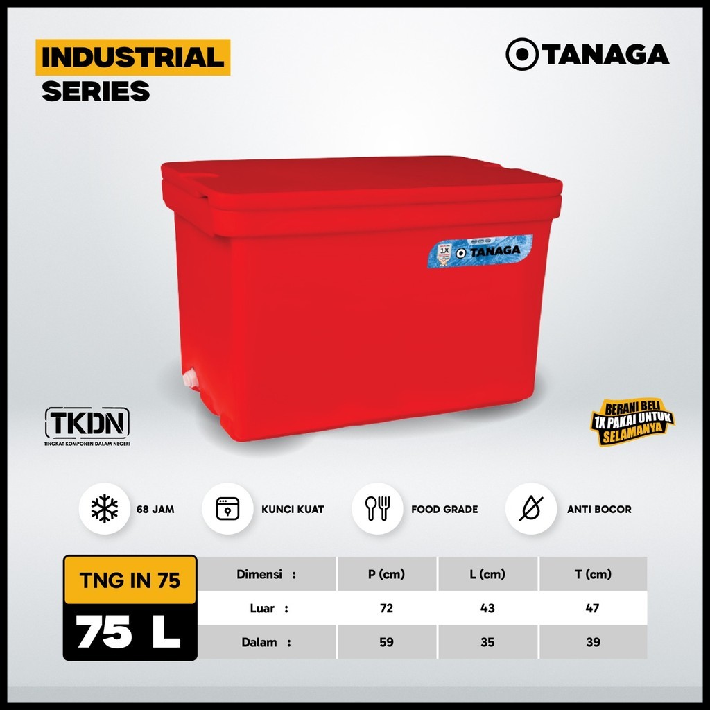 TANAGA Cool Box 75 Liter Cooler Box Es Batu Ikan Daging Ice Box Kotak Container