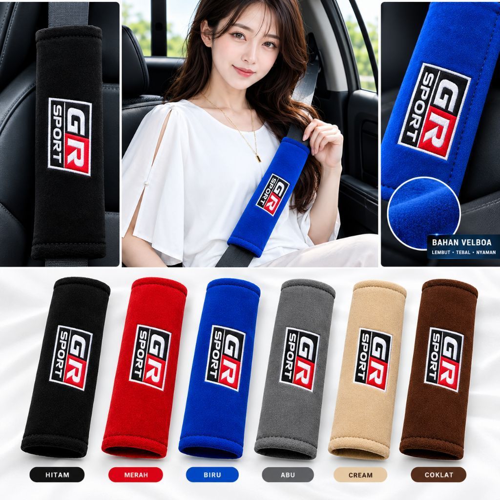 COVER SEATBELT ALL MOBIL TOYOTA LOGO GR SPORT AKSESORIS INTERIOR MOBIL TOYOTA GR SPORT