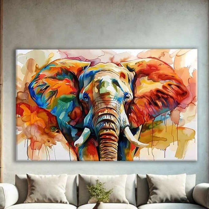 Lukisan gajah afrika abstrak modern art