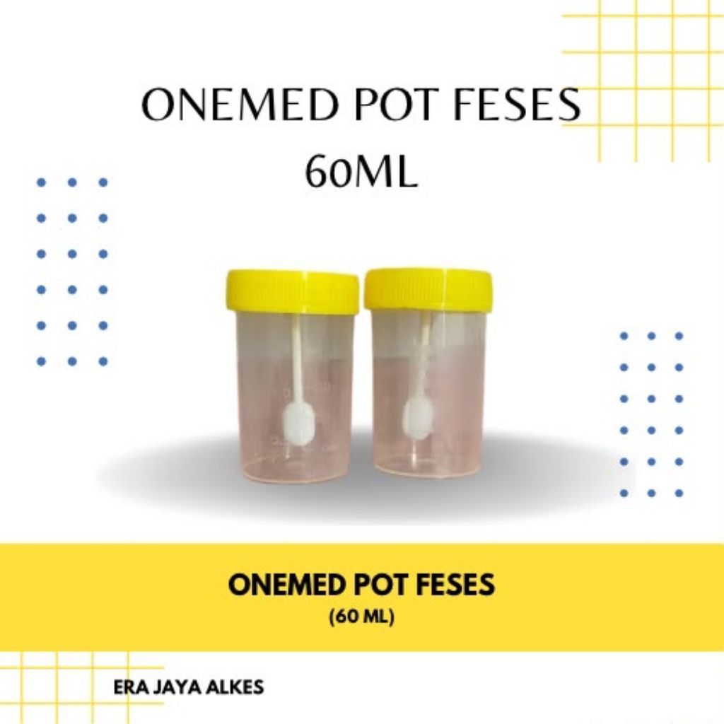 ONEMED Pot FeSES 60ML wadah sampel feses plastik tutup kuning