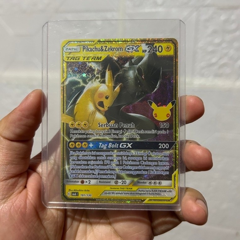 Kartu Pokemon Tag Team PIKACHU & ZEKROM 30th anniversary - pokemon indonesia