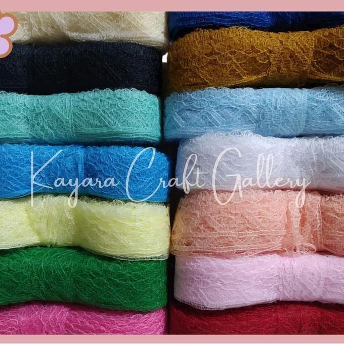PREMIUM Renda Air Pagar 3cm Per Rol/Renda Kaca/Renda Pinggiran Menjahit Gamis Hijab Mukena Cantik