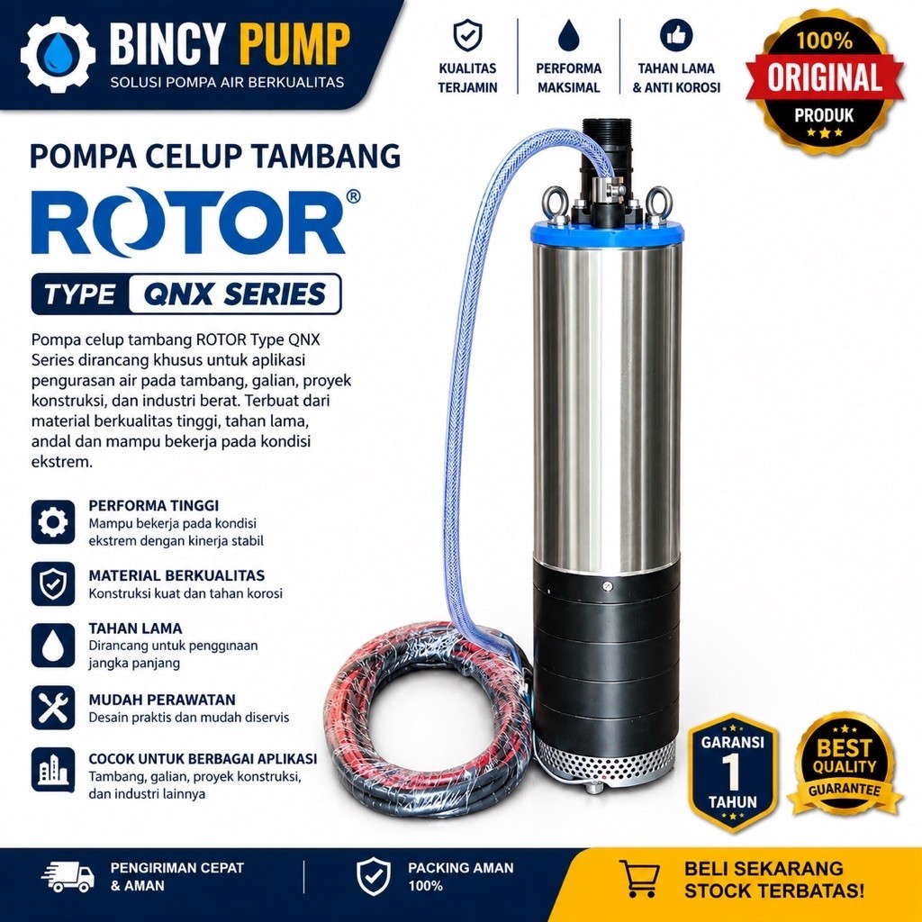 Pompa Celup Submersible Rotor QXN 12.5/5-7.5 10 HP Pompa Tambang Emas