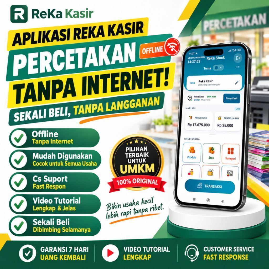 Aplikasi Kasir Usaha Percetakan Offline Android Tanpa Biaya Langganan Fitur Lengkap usaha Sablon Cet