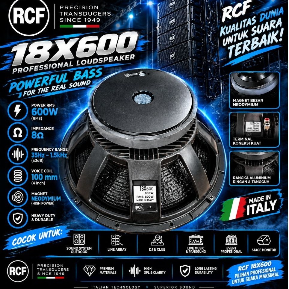 Speaker RCF LF18X600 LF 18X600 18 X600 18 Inchi Subwoofer 18in 2000 W