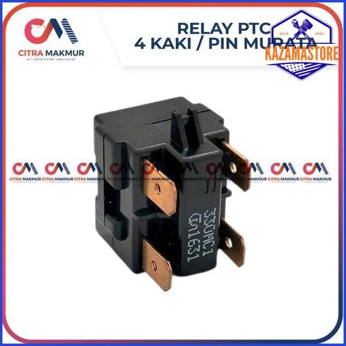 RELAY PTC 4 KAKI KANAN KIRI ATAS BAWAH MURATA KOTAK HITAM KOMPRESOR 4 PIN TERMINAL STARTING READY