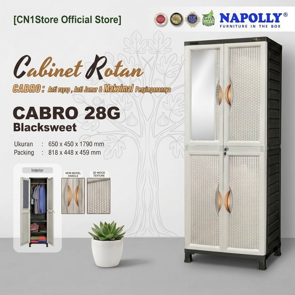 Lemari Plastik Gantungan CABRO 28G Blacksweet (NAPOLLY) ORIGINAL