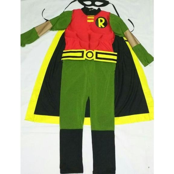 kostum Robin anak/kostum superhero/baju superhero/kostum robin/cosplay baju robin/cosplay pahlawan a