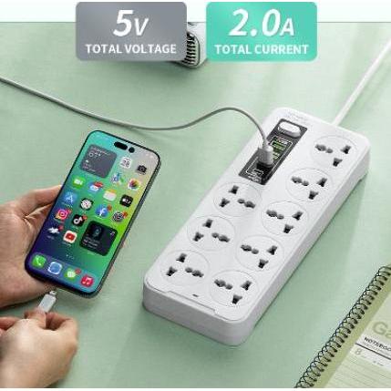 Eight Port 3 USB 1 Type C Colokan Kabel Listrik Stopkontak Kabel Sambungan Kabel Socket Cable