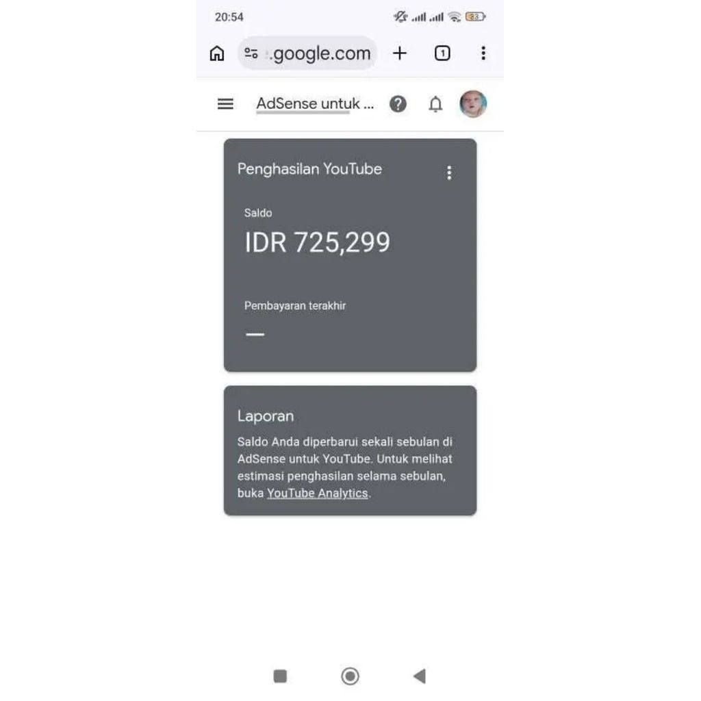 Akun AdSense aja udah pin bekas AdSense youtube