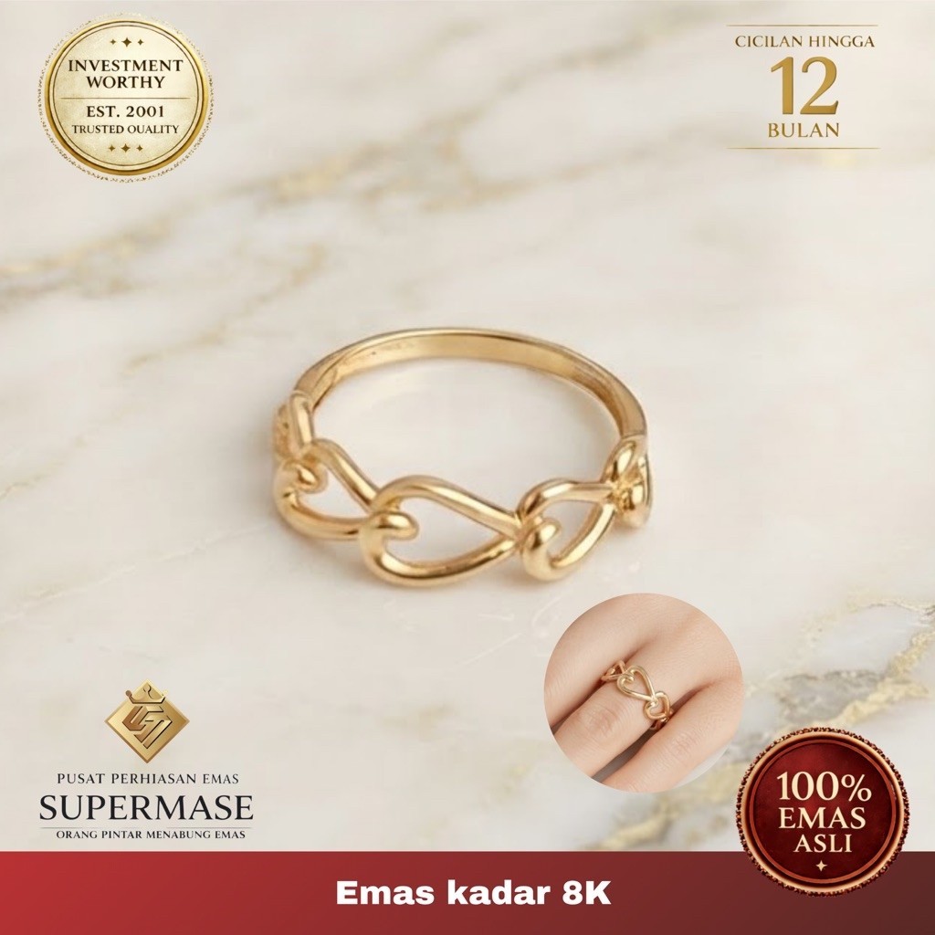 Cincin Emas 8K Love Bold Melingkar - Supermase