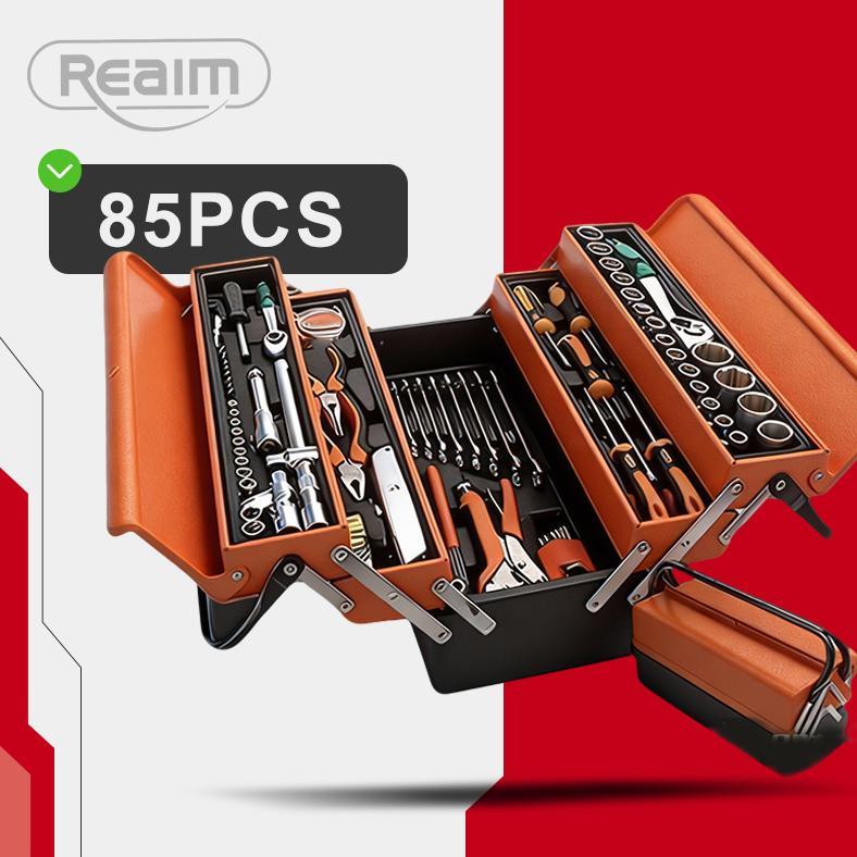 Reaim Tool Box Set Lengkap 85 Pcs Tool Box Perkakas Kunci Sok Set Tool Box Kunci Shock Set