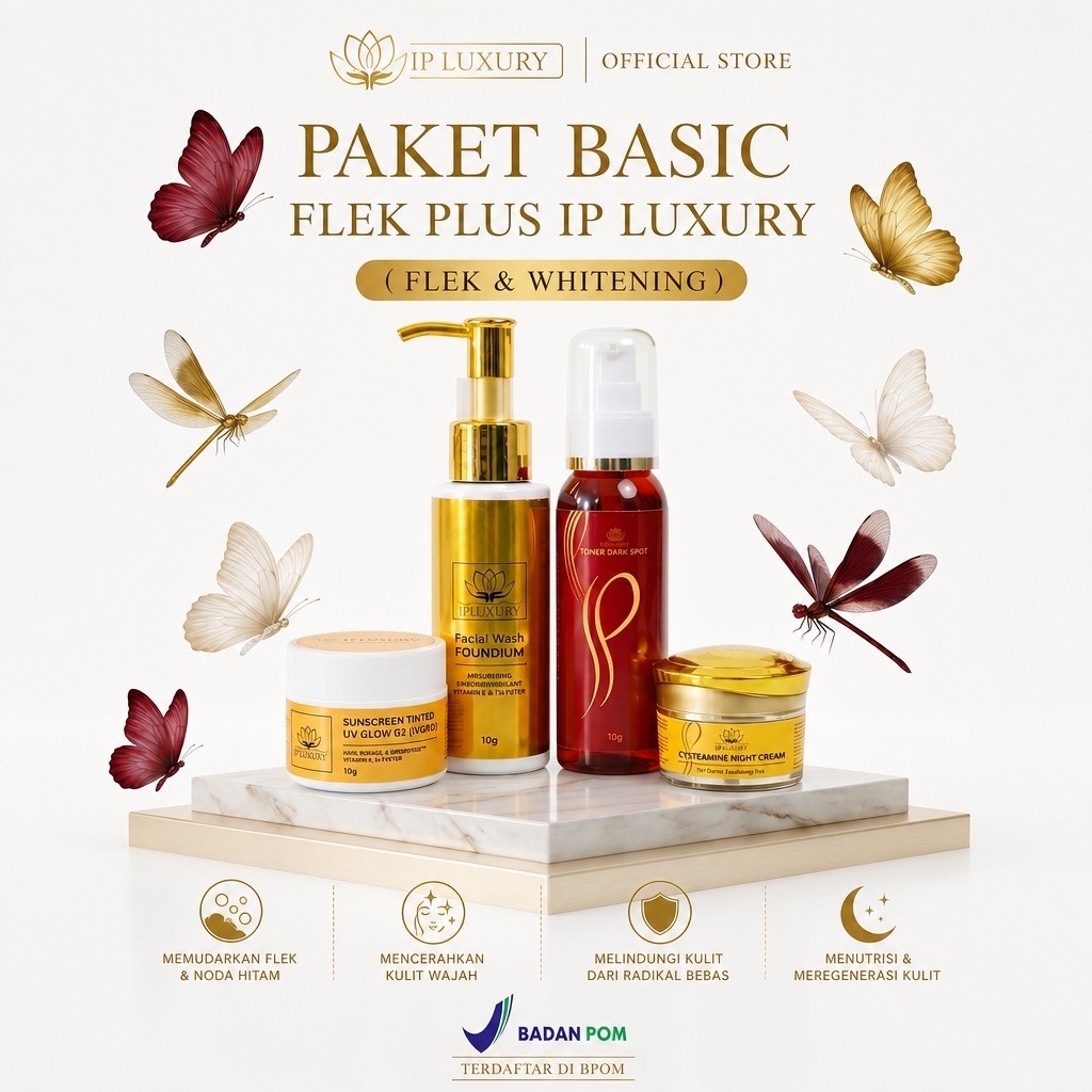 PAKET FLEK PLUS TONER MERAH DAN TONER SESUDAH DOSTING 100ML  IP SKINCARE ORIGINAL