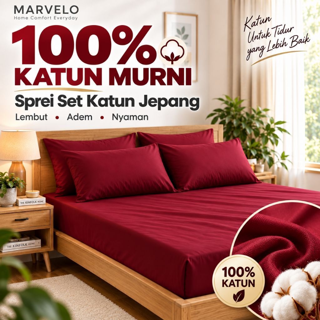 SPREI SET KING KOIL KATUN JEPANG POLOS by  - Seprei Set Katun Jepang 90x200 100x200 120x200 140x200 