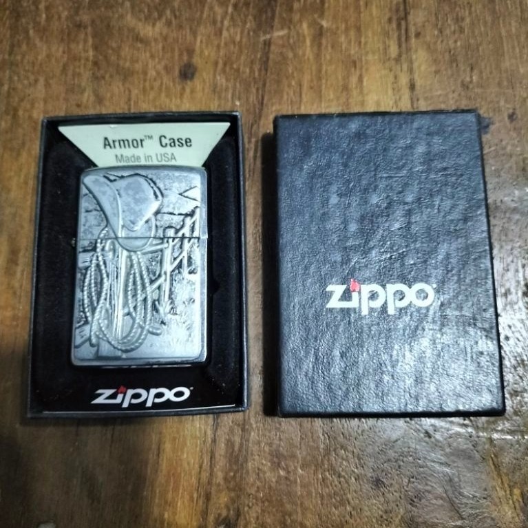 Zippo Original USA 2019 Regular Emblem Cowboy Western Asli Bekas Mulus
