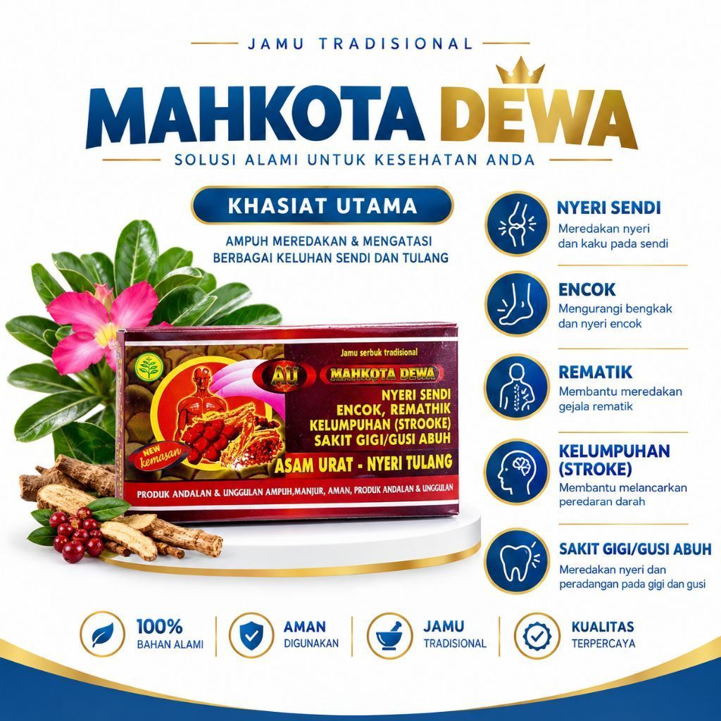 Mahkota Dewa: Jamu Herbal Serbuk untuk Membantu Meredakan Pegal Linu, Asam Urat, dan Batuk Asma