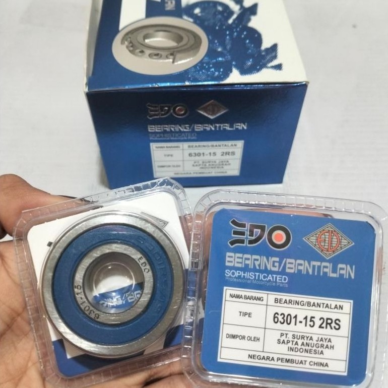 Bearing 6301-10 2RS ukuran 10x37x12mm dan 6301-15 2RS ukuran 15x37x12mm MERK EDO