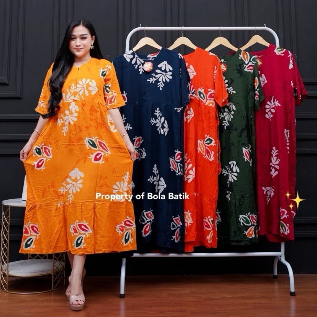 MIDI DRESS CAP TERBARU MODEL CANTIK MOTIF BELLA - BISA COD - DASTER TERBARU