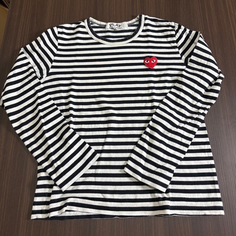 Preloved kemeja kaos garis hitam putih CDG PLAY
