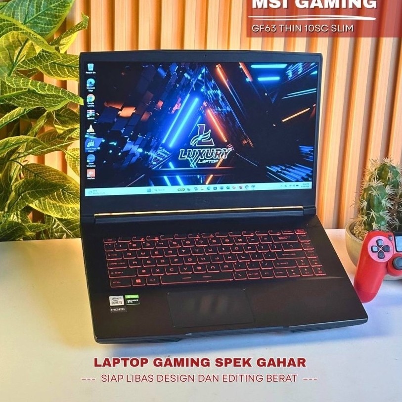 LAPTOP GAMING MSI GF63 THIN 10SC SLIM CORE I5 NVIDIA GTX 1650 SSD 512GB RAM 8GB DDR4 BACKLIGHT SECON