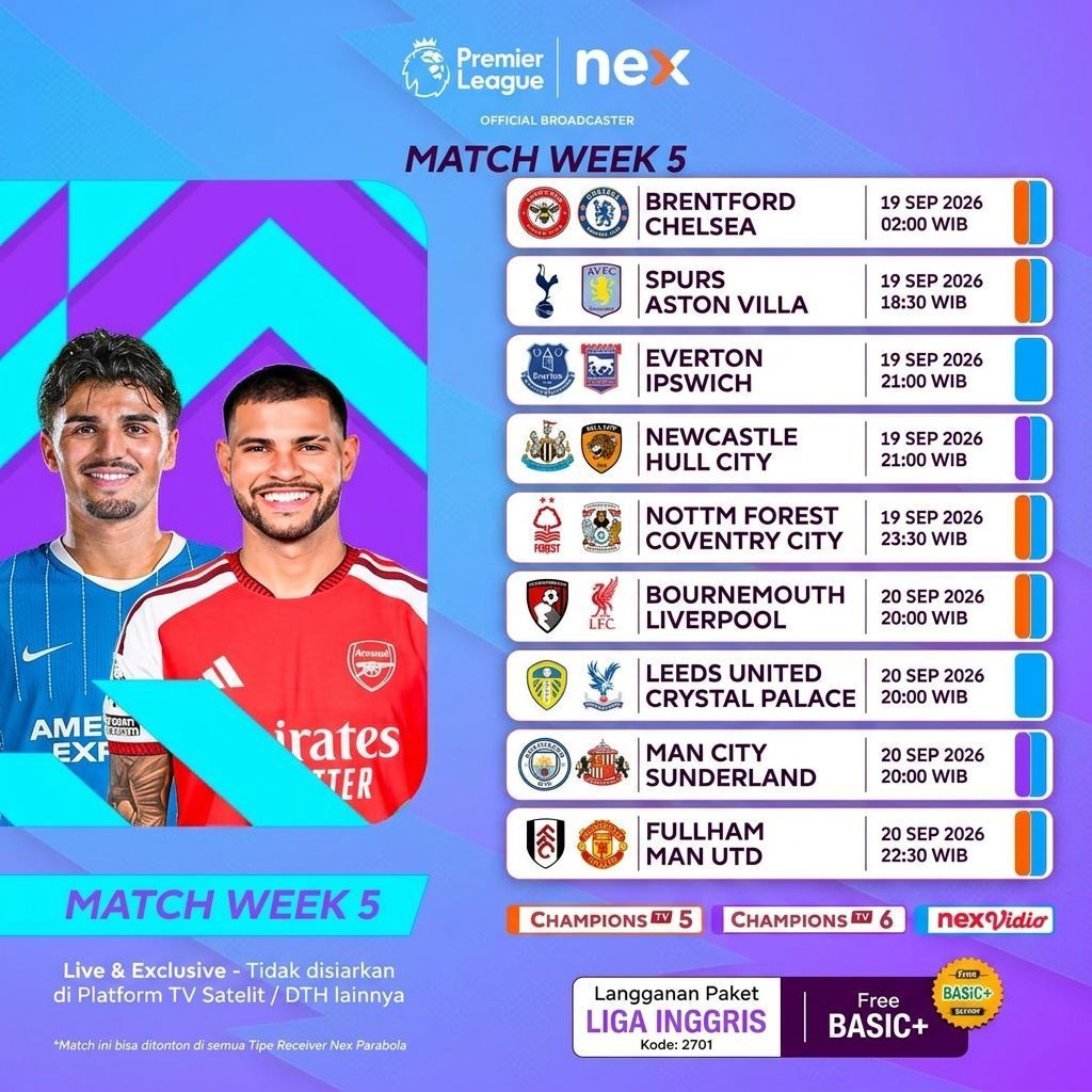 Voucher Paket Liga Inggris Nex Parabola Matrix Garuda 30/90 hari